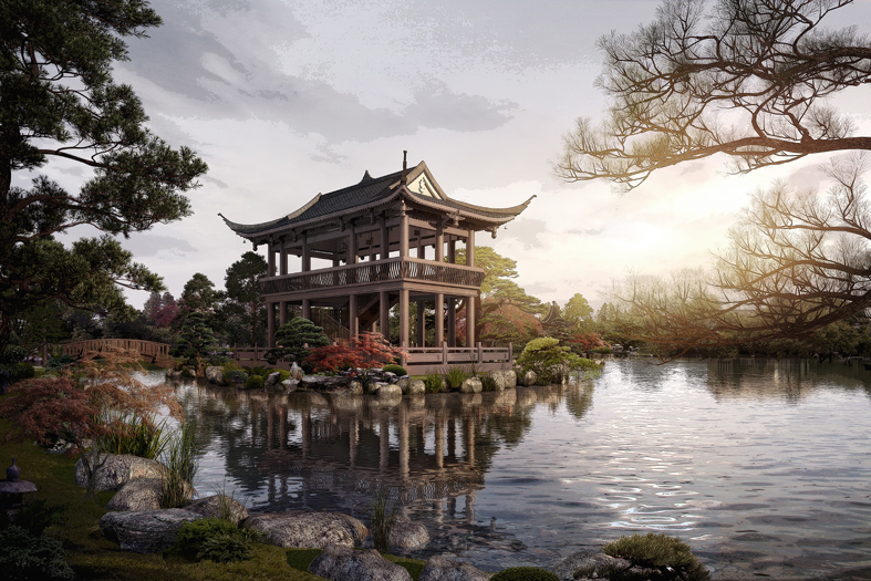 天府绿道一叶禅林方案效果图